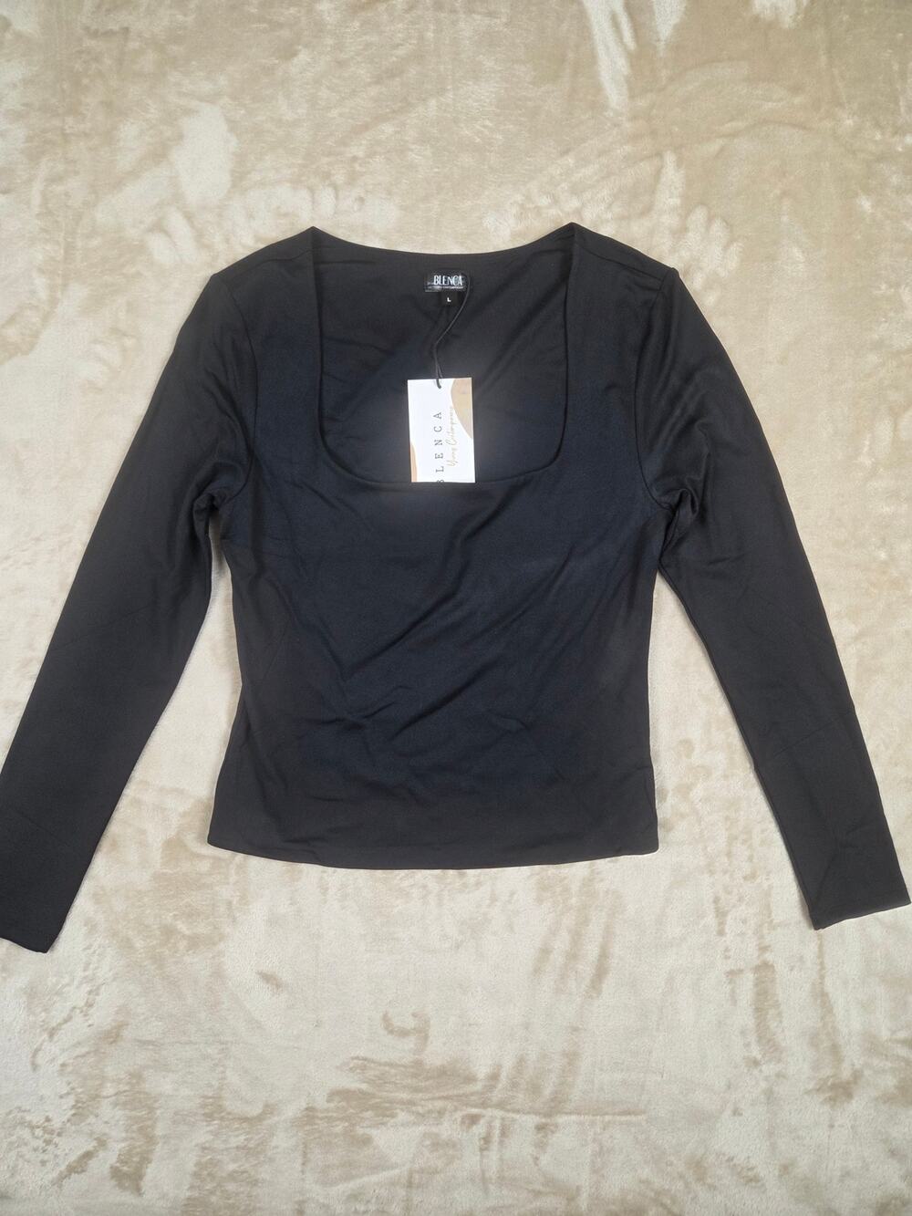 Blenca Young Contemporary Black Long Sleeve Top